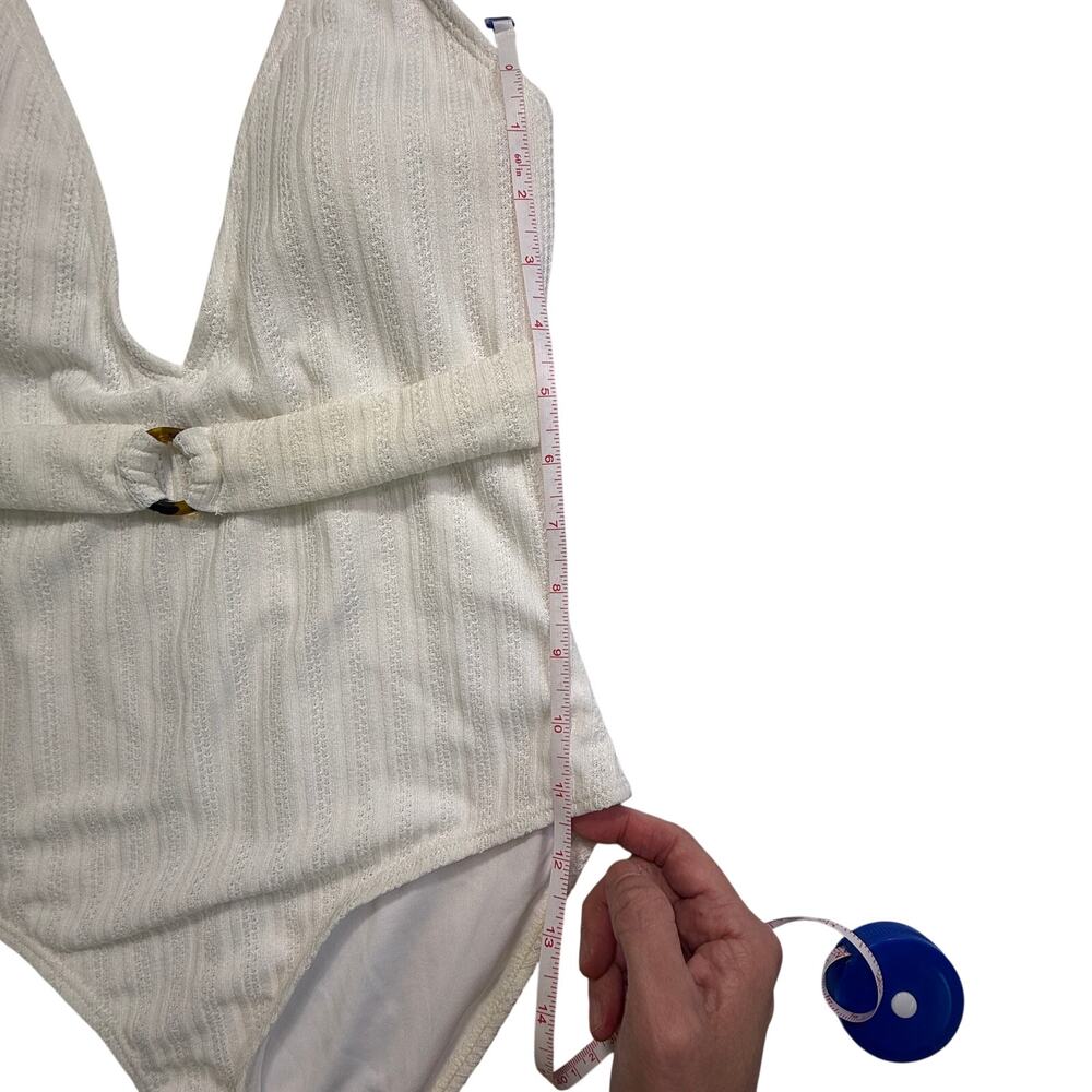Vero Moda Freedom One Piece Swimsuit White Belted Medium NWT - Picture 9 of 12